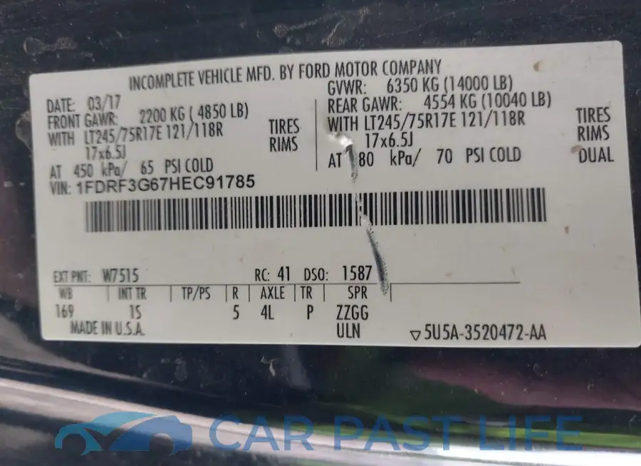 1FDRF3G67HEC91785# 8