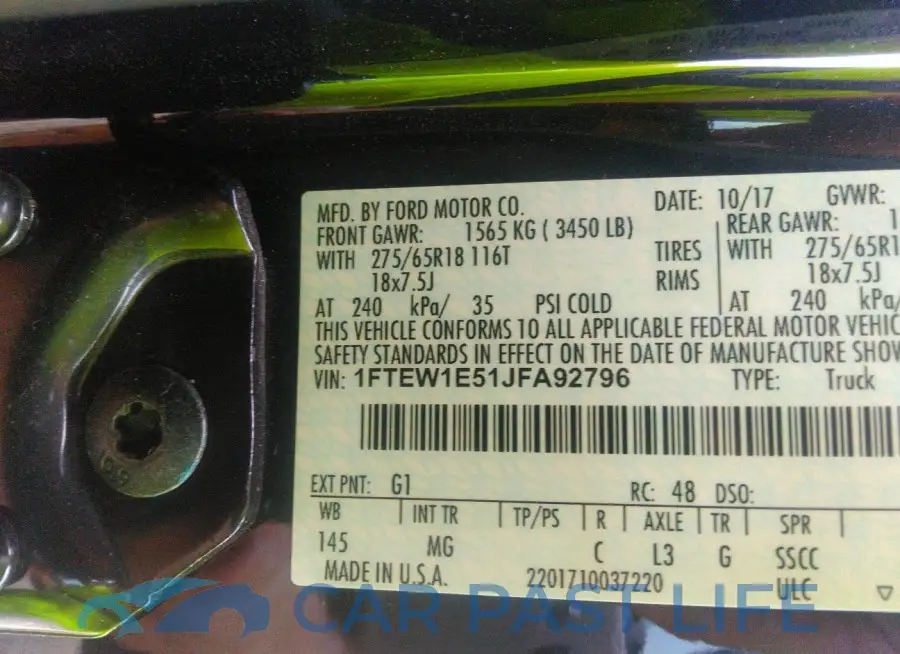 1FTEW1E51JFA92796# 9