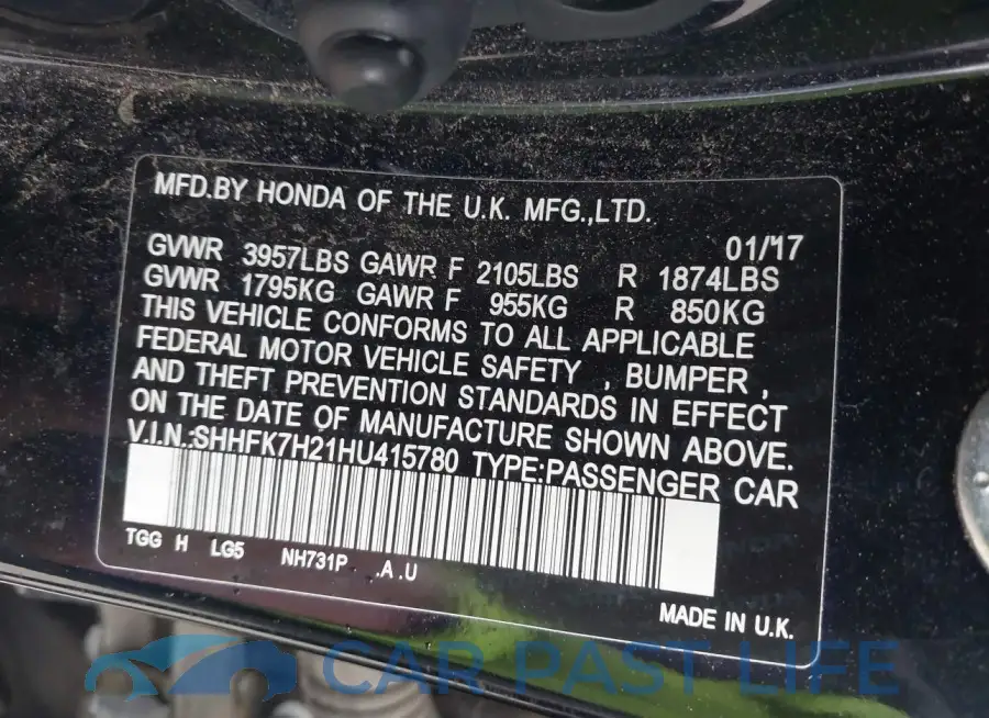 SHHFK7H21HU415780# 9