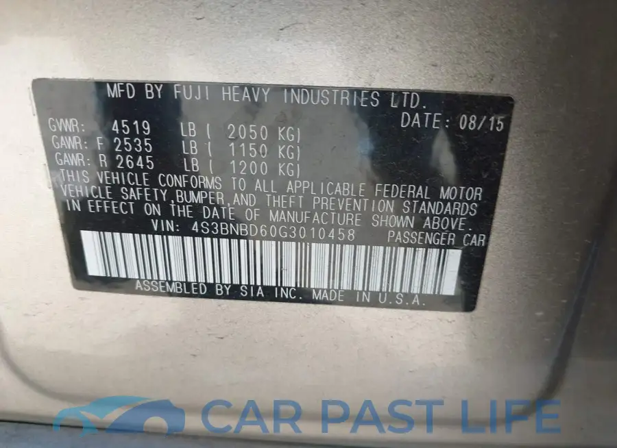 4S3BNBD60G3010458# 9
