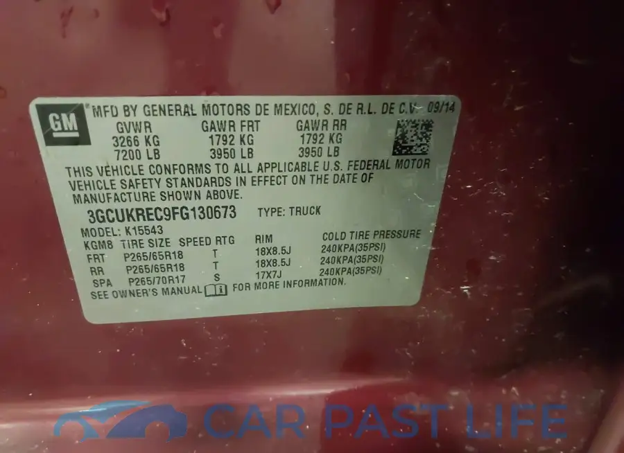 3GCUKREC9FG130673# 9