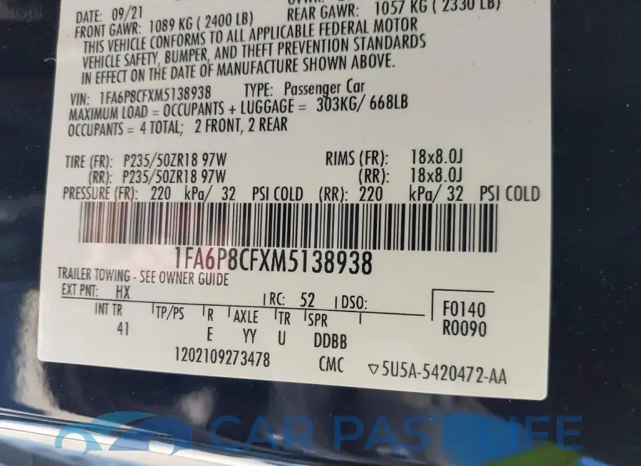 1FA6P8CFXM5138938# 9