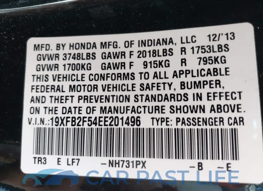 19XFB2F54EE201496# 9