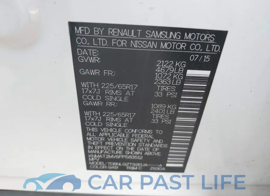 KNMAT2MV6FP583512# 9