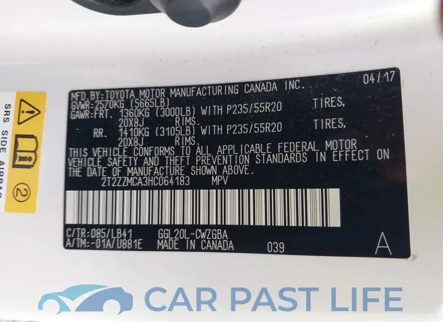 2T2ZZMCA3HC064183# 9