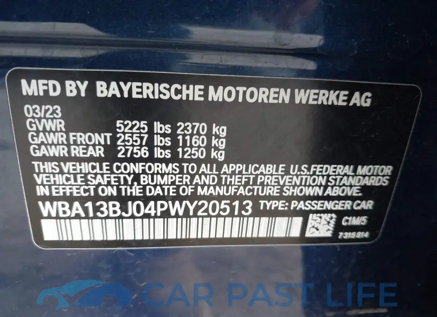 WBA13BJ04PWY20513# 9