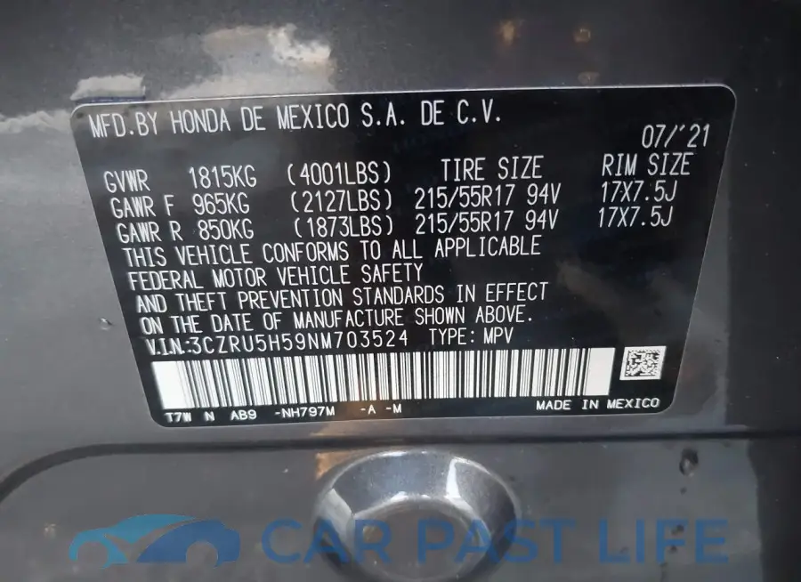 3CZRU5H59NM703524# 9