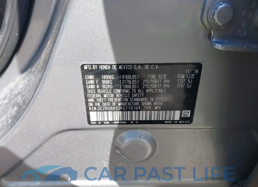 3CZRU6H32KG710104# 9