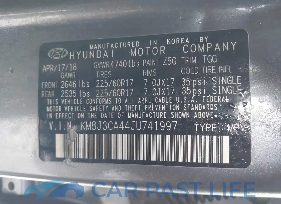 KM8J3CA44JU741997# 9