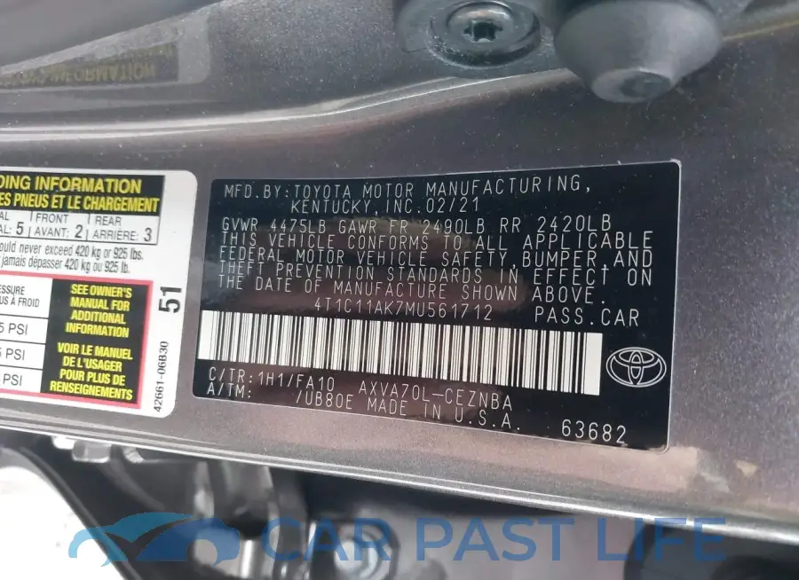4T1C11AK7MU561712# 9