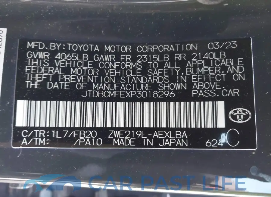 JTDBCMFEXP3018296# 9