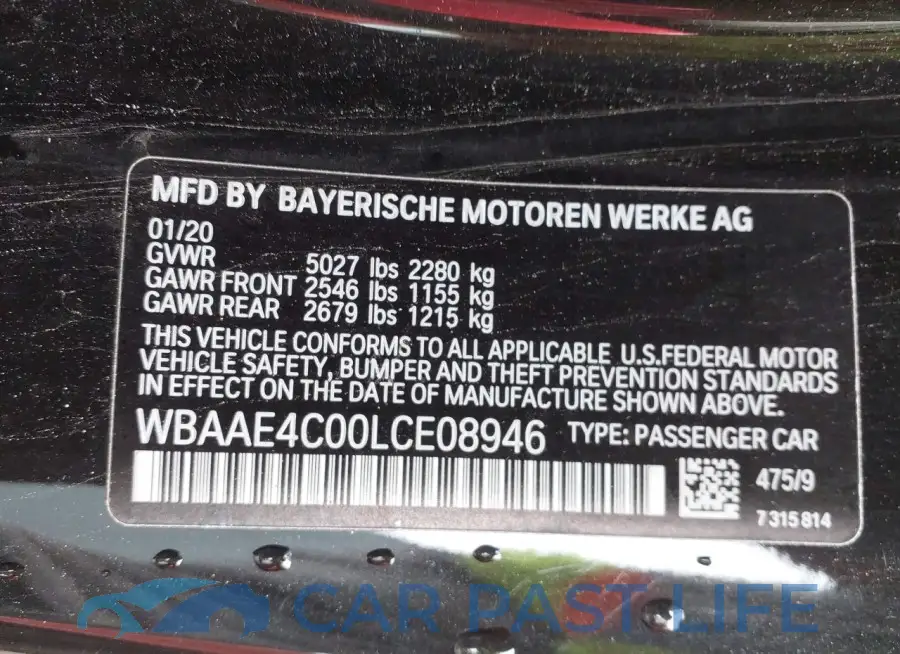WBAAE4C00LCE08946# 9
