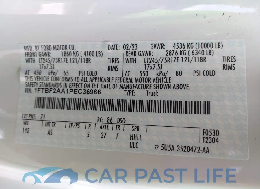 1FTBF2AA1PEC36986# 9