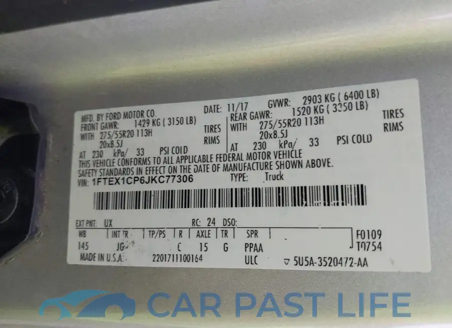 1FTEX1CP6JKC77306# 9