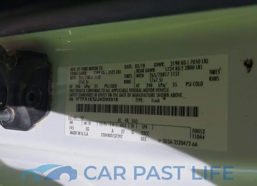 1FTFX1E52JKD95918# 9