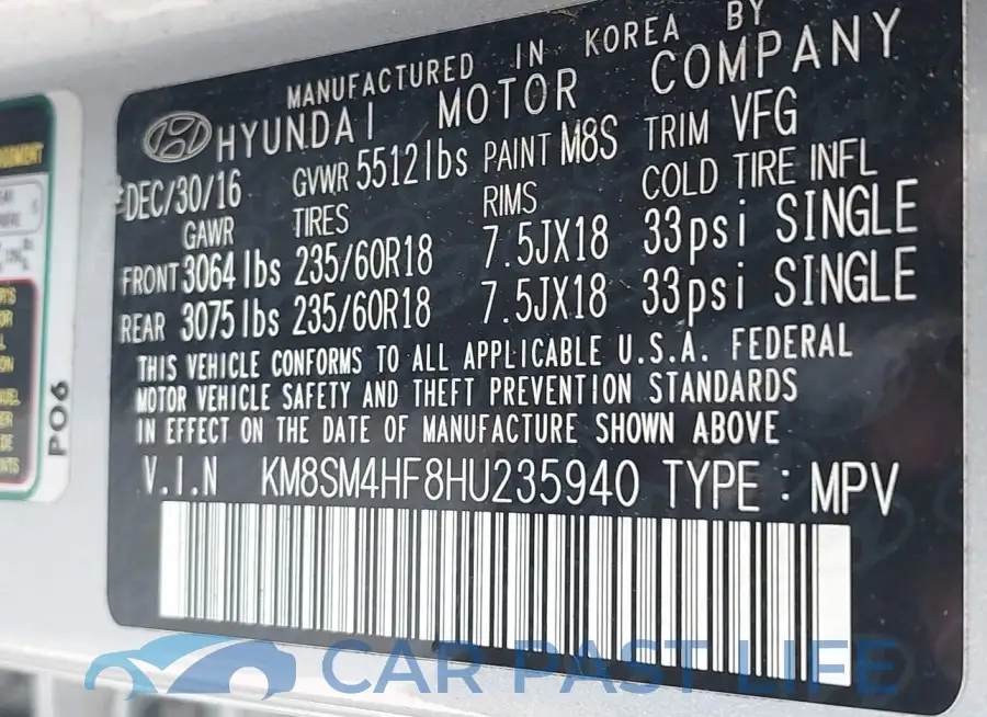 KM8SM4HF8HU235940# 9