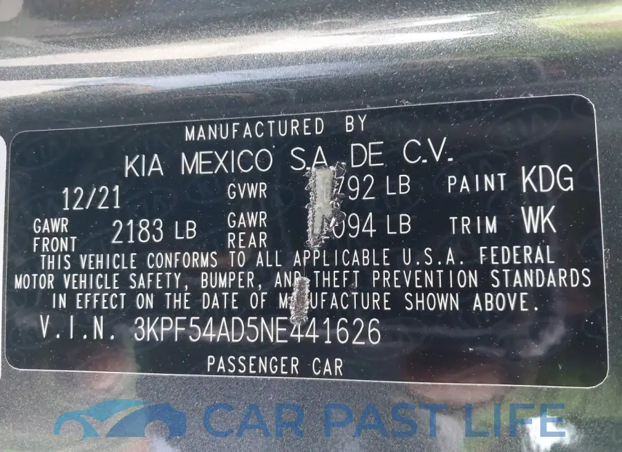 3KPF54AD5NE441626# 9