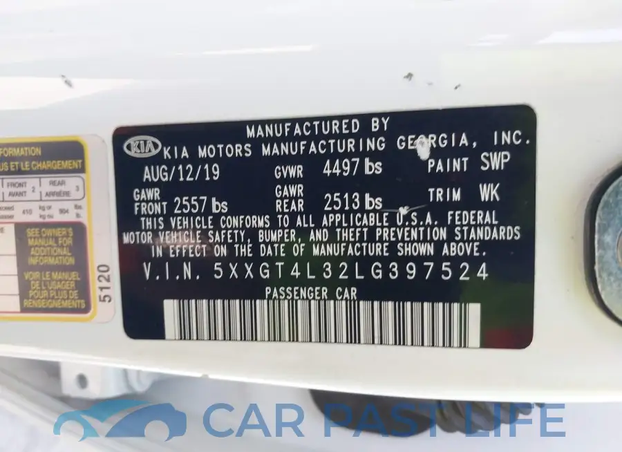 5XXGT4L32LG397524# 9