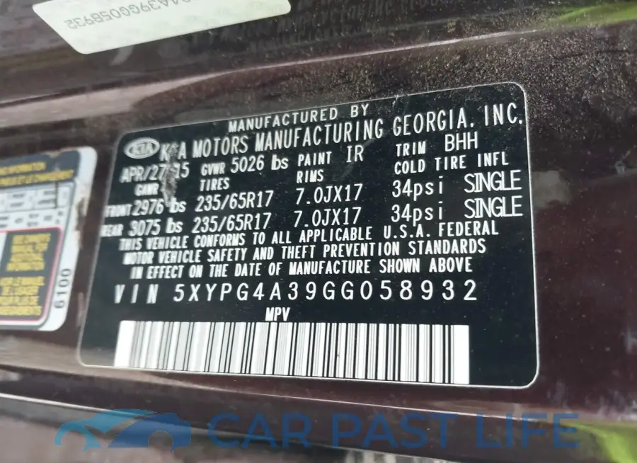 5XYPG4A39GG058932# 9