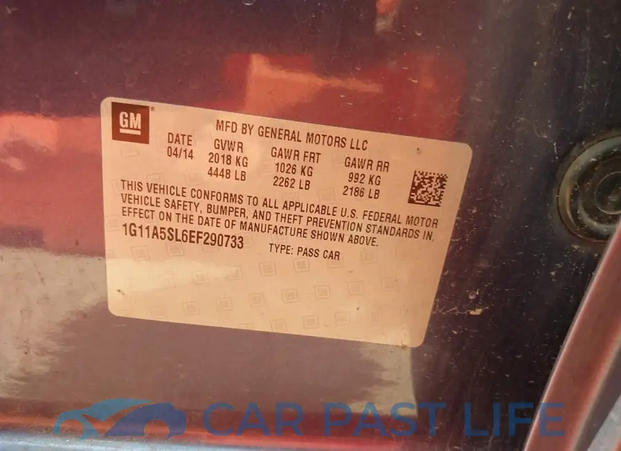 1G11A5SL6EF290733# 9