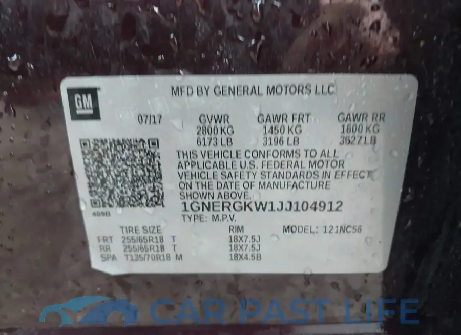 1GNERGKW1JJ104912# 9
