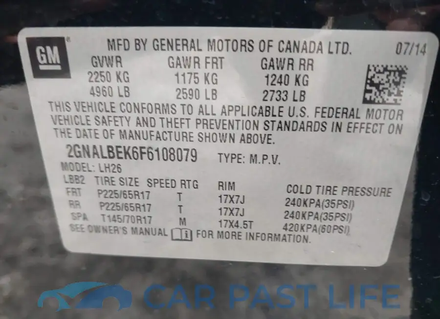 2GNALBEK6F6108079# 9
