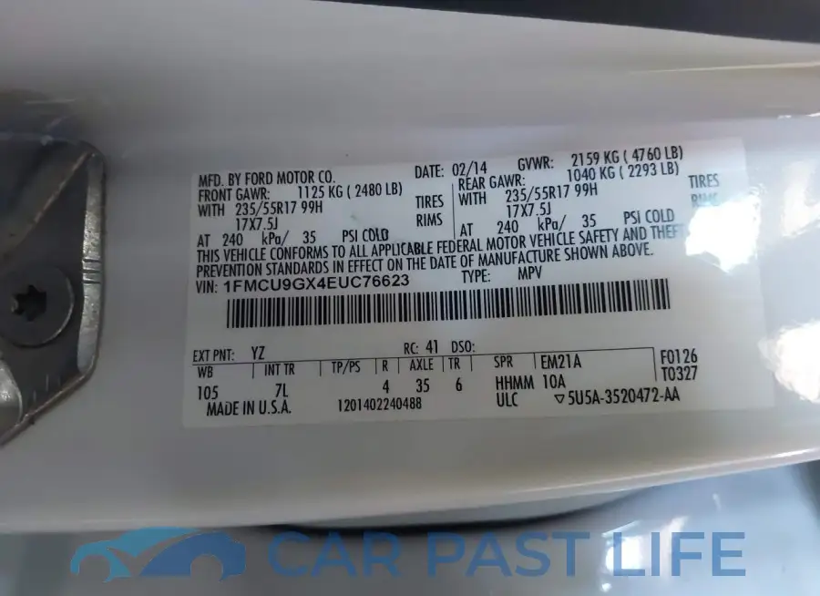 1FMCU9GX4EUC76623# 9