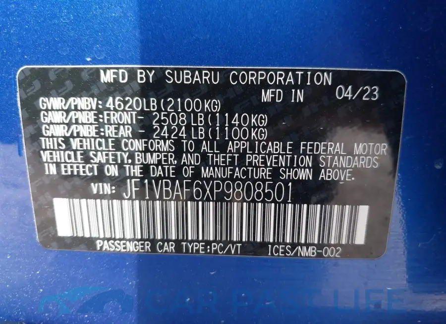 JF1VBAF6XP9808501# 9