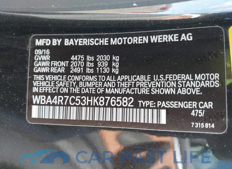 WBA4R7C53HK876582# 9