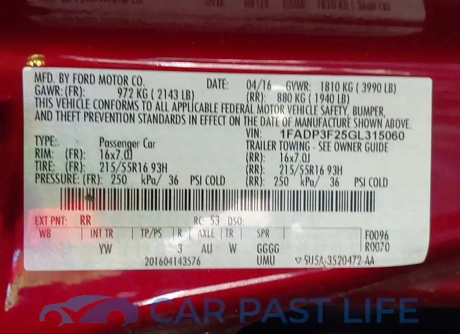 1FADP3F25GL315060# 9