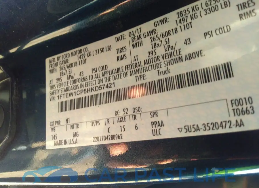 1FTEW1CP5HKD57421# 9