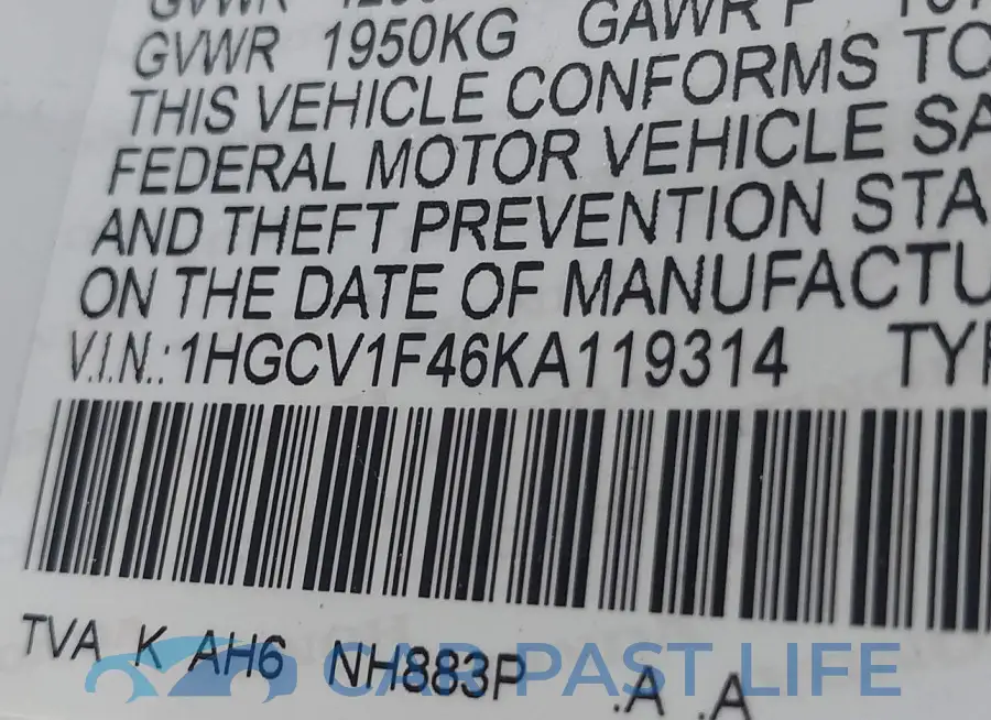 1HGCV1F46KA119314# 9