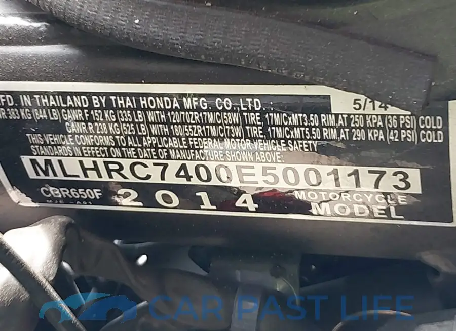 MLHRC7400E5001173# 10