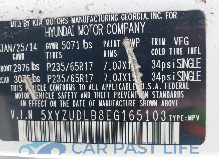 5XYZUDLB8EG165103# 9