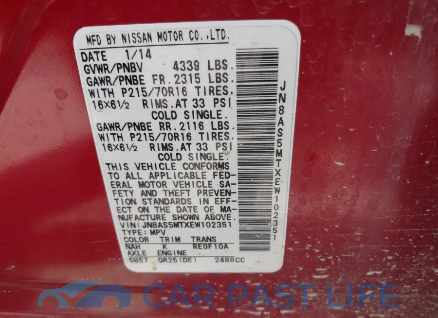 JN8AS5MTXEW102351# 9