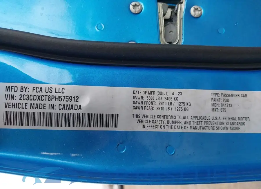 2C3CDXCT8PH575912# 9