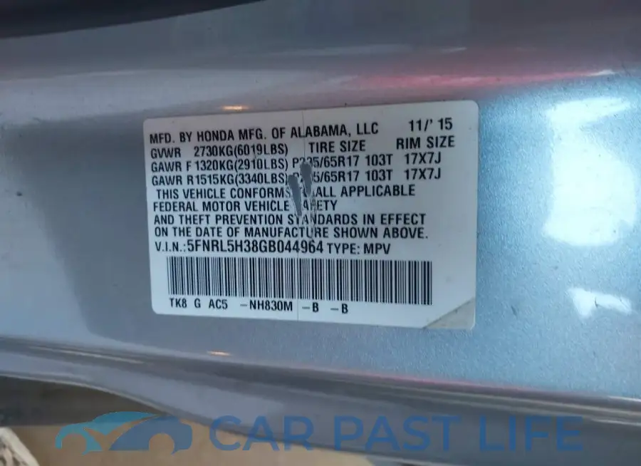 5FNRL5H38GB044964# 9
