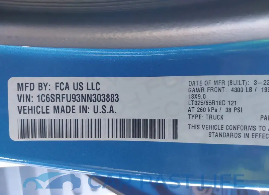 1C6SRFU93NN303883# 9