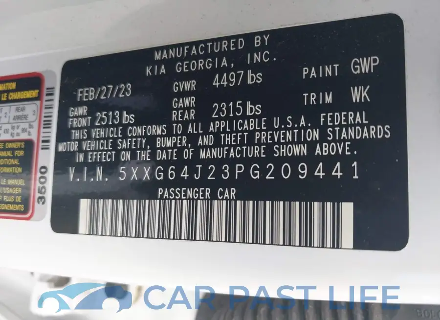 5XXG64J23PG209441# 9