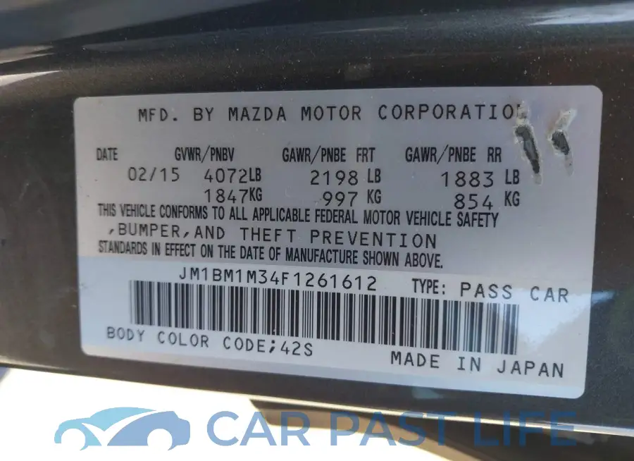 JM1BM1M34F1261612# 9
