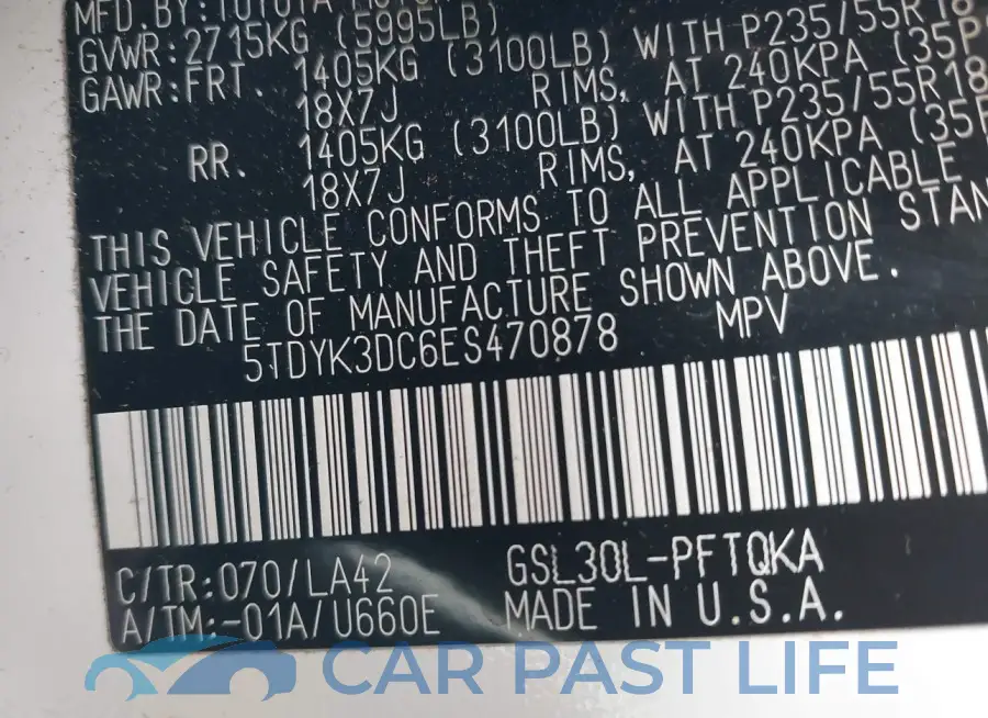 5TDYK3DC6ES470878# 8