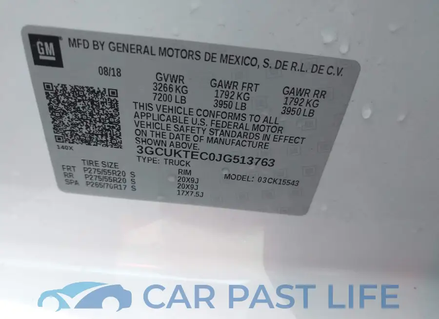 3GCUKTEC0JG513763# 9
