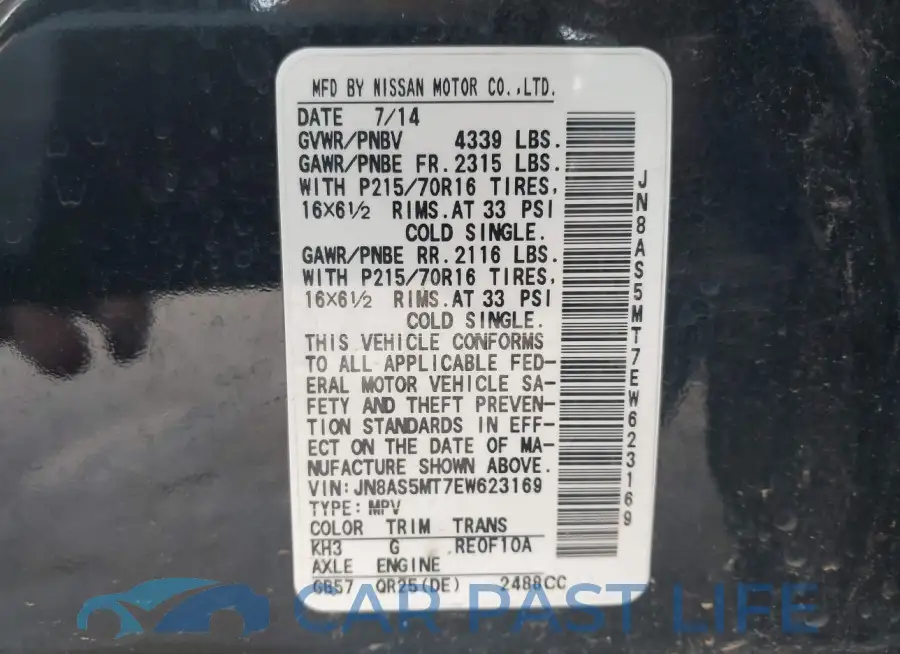 JN8AS5MT7EW623169# 9