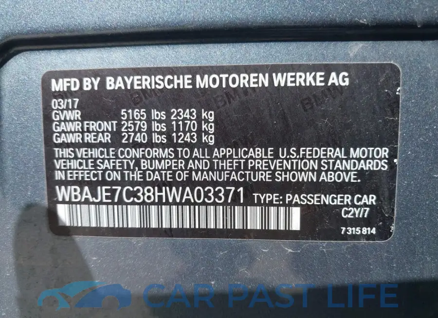 WBAJE7C38HWA03371# 9