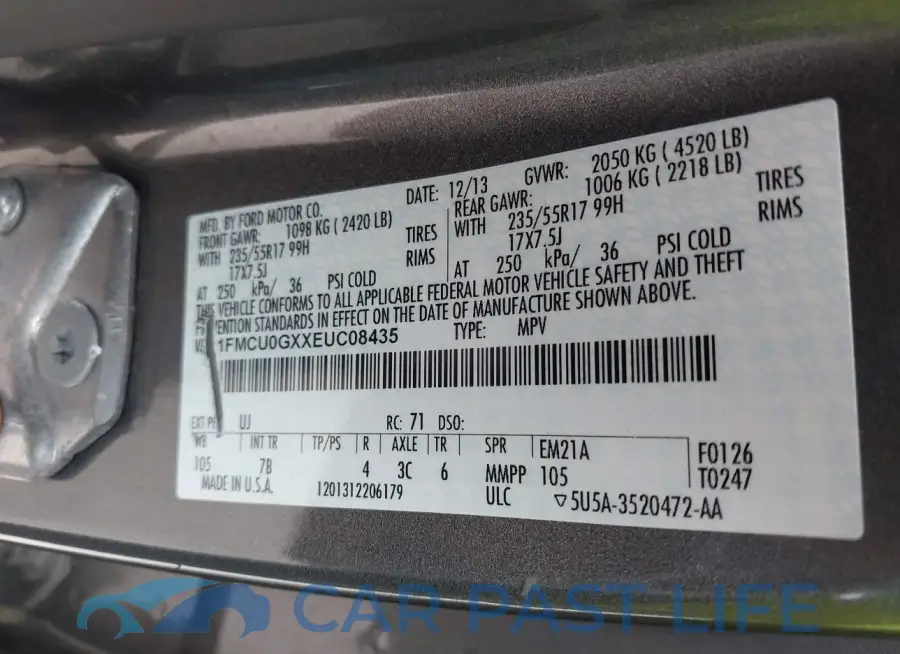 1FMCU0GXXEUC08435# 9