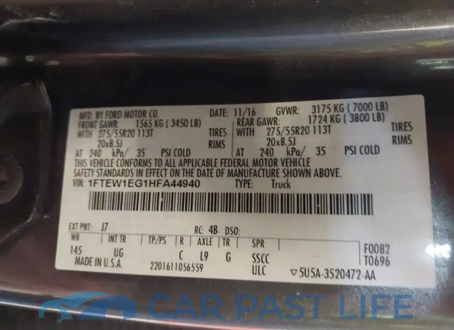 1FTEW1EG1HFA44940# 9