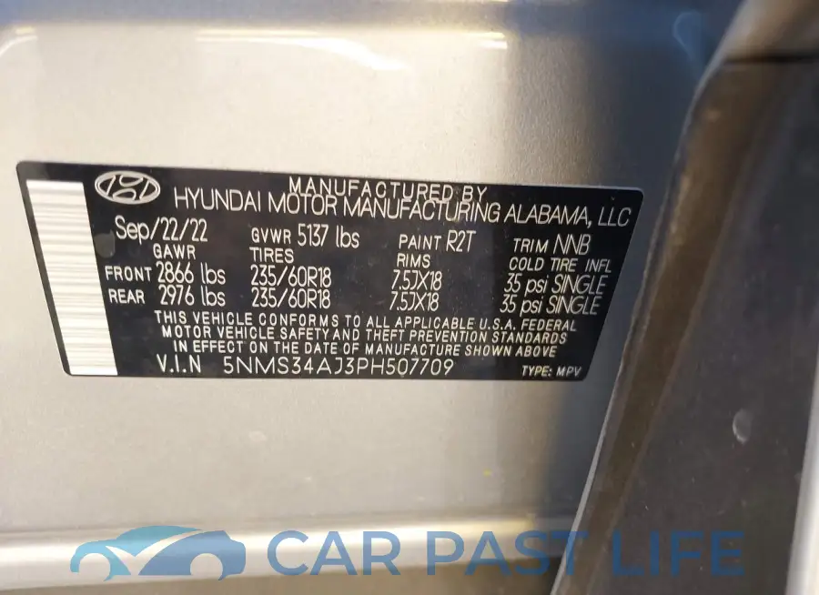 5NMS34AJ3PH507709# 9