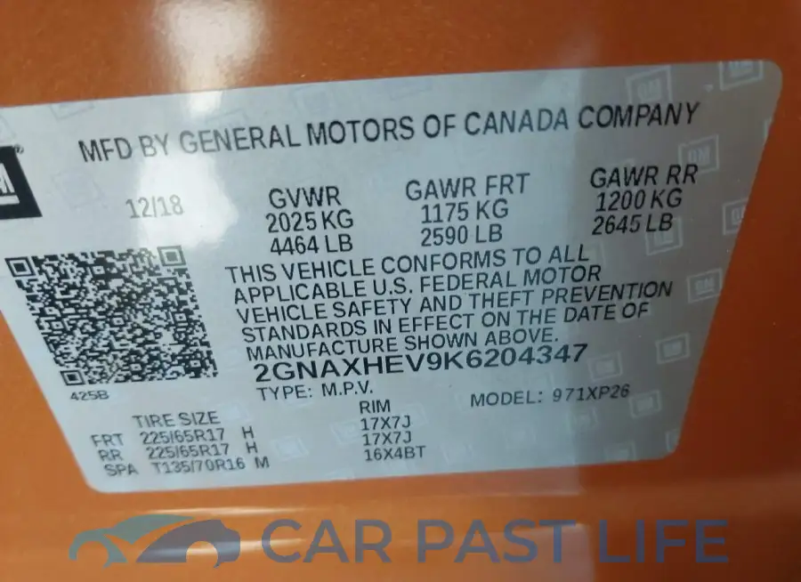 2GNAXHEV9K6204347# 9