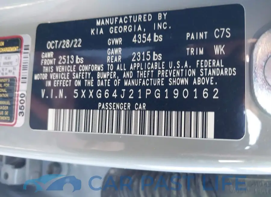 5XXG64J21PG190162# 9