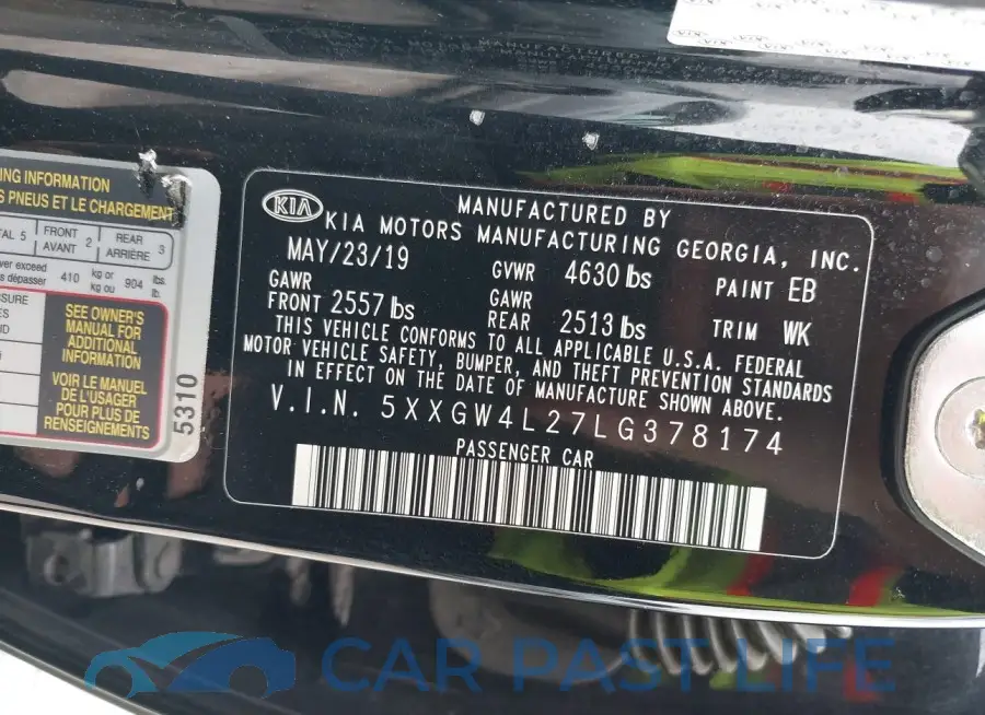 5XXGW4L27LG378174# 9